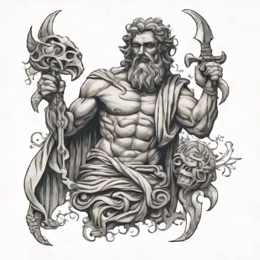 I Want You To Design A Full Slavee Tattoo With Ancient Greek Gods Design In Black And Gray Tones