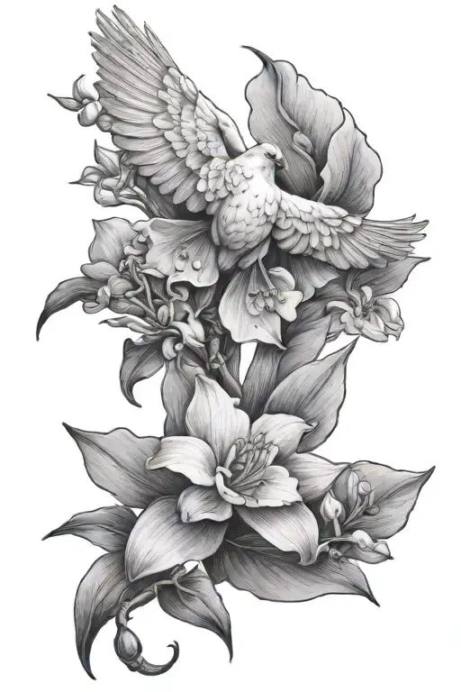 Dove And Orchid Flower