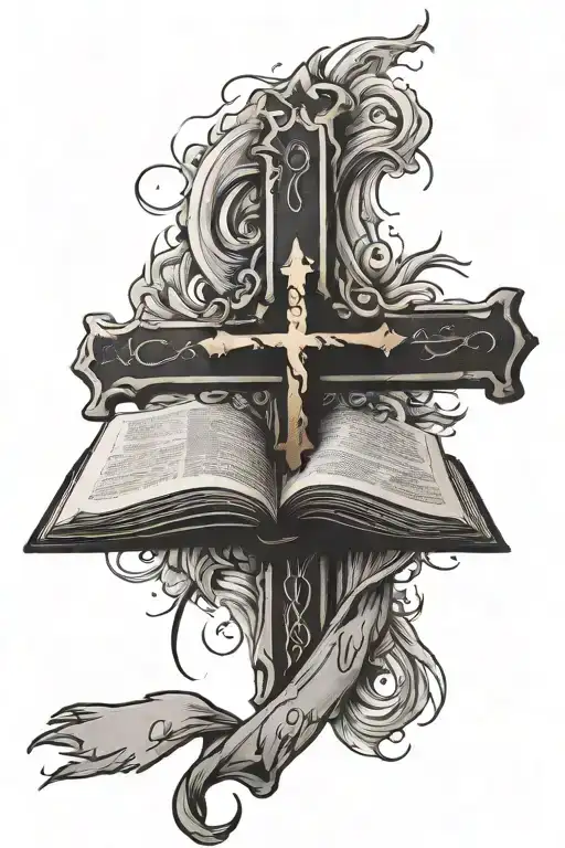 Shoulder Tattoo With The Bible Verse Psalms 108 On A Tattered Piece Of Paper Around A Cross