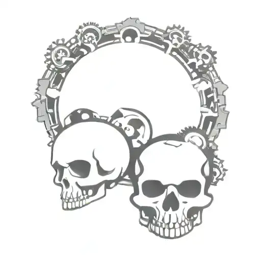 Skulls And Gears Forming The Shape