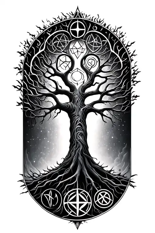Tree Of Life With Wiccan Symbols Incorporated