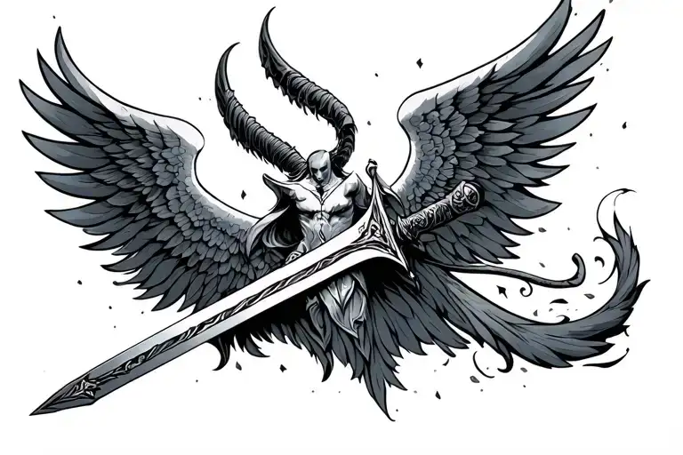 Angle Wings Spread Wide Sword