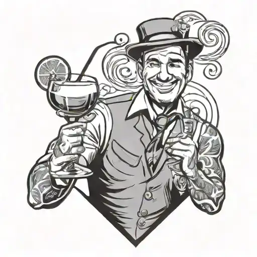 A Bartender Mixing A Cocktail With A Smile On Their Face