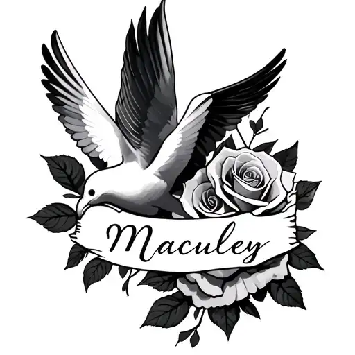 Roses And Dove With The Name Macauley