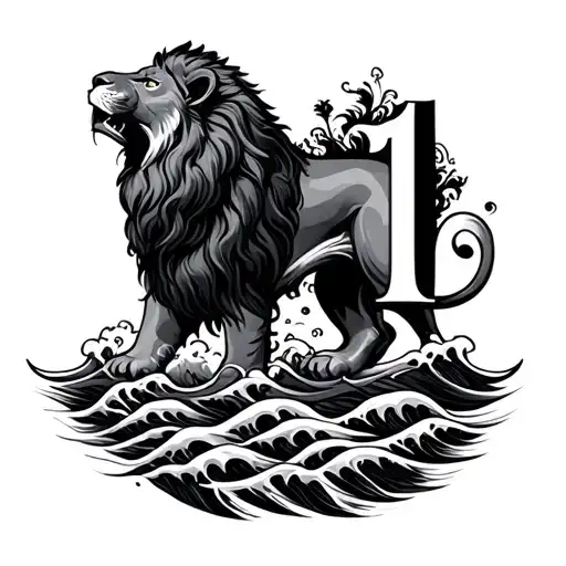11 Number With Waves And A Lion