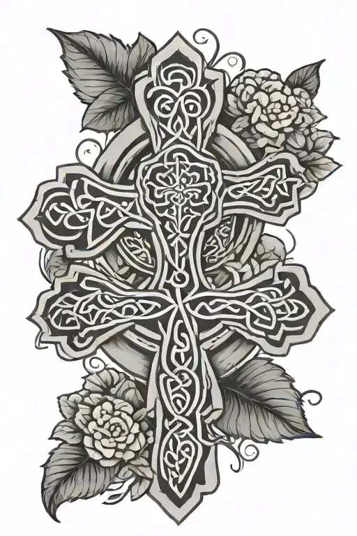 Celtic Cross With Clover In The Middle