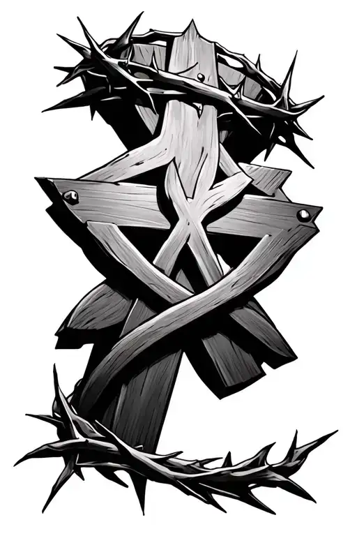 Cross With A Crown Of Thorns On It