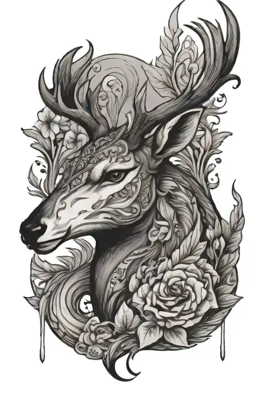 Half Swan Face Half Deer Face