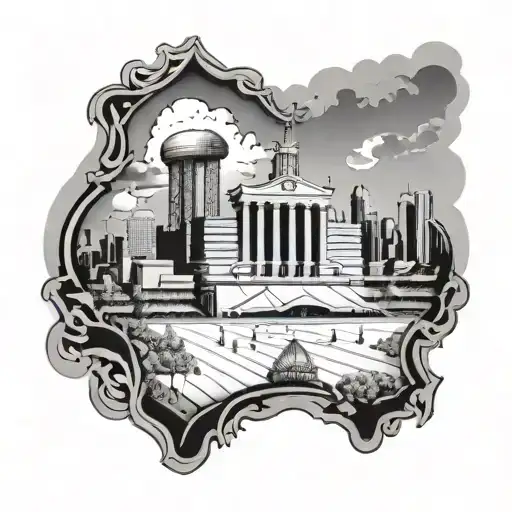 Create A Detailed Skyline Of Philadelphia With A Football Stadium In The Background