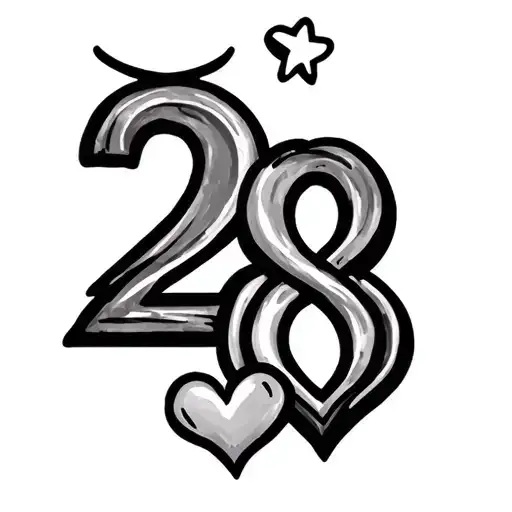 Number 28 With A Star Two Heart Jewelry