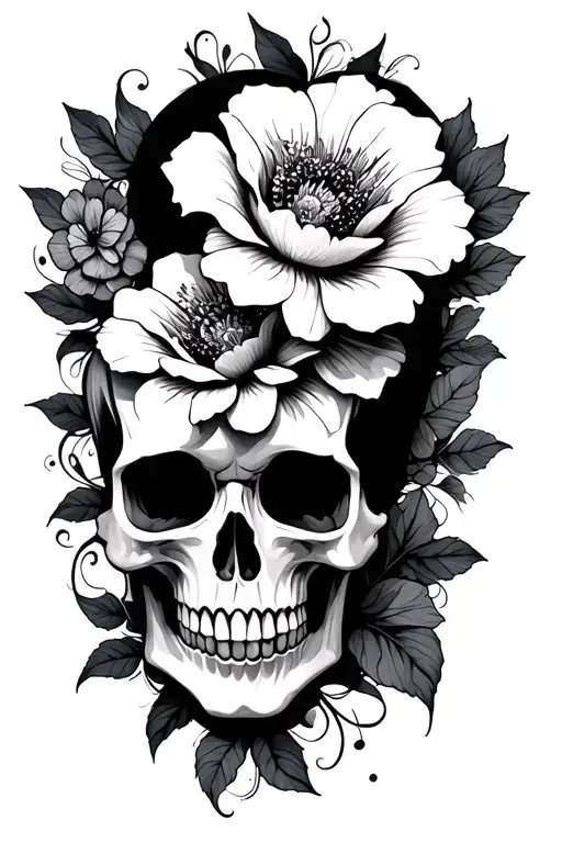 Flower Music Skull