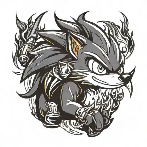 Shadow The Hedgehog With Fire Surrounded