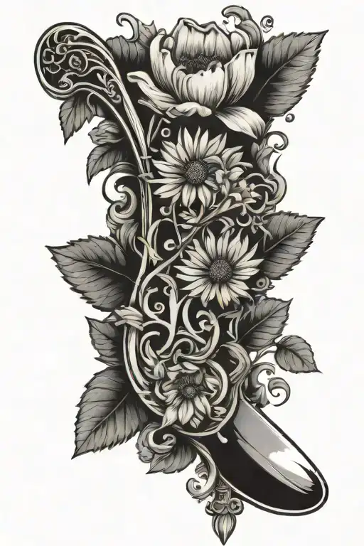 Spoon With Birth And Death Date Wrapped In Daisies And Vines
