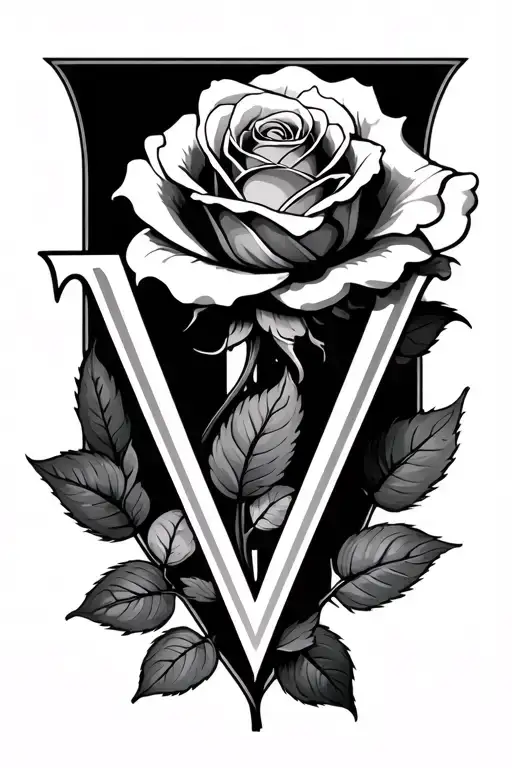 A Rose With The Letter V Incorporated