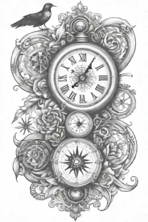 Wisdom Courage Clock Compass Rose