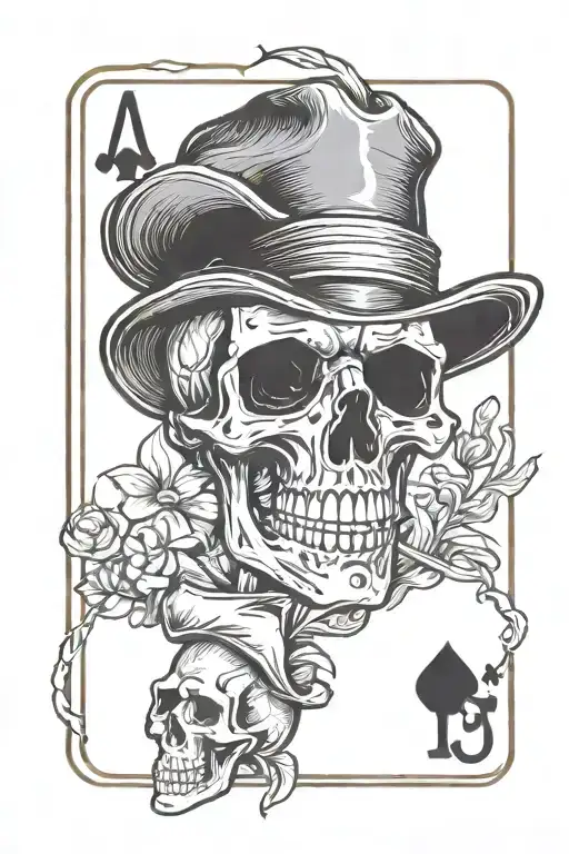 Ace Of Hearts Playing Card With A Cowboy Skull Smoking A Cigarette On The Card
