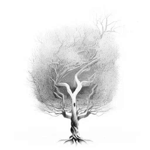 A Tree With Roots Representing The Strong Bond Between A Father And Son