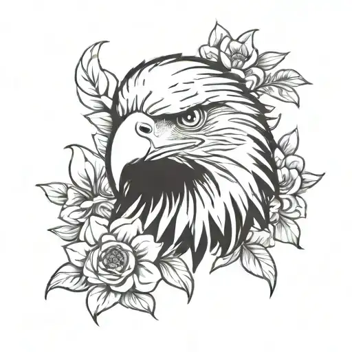 Eagle Head With Flowers