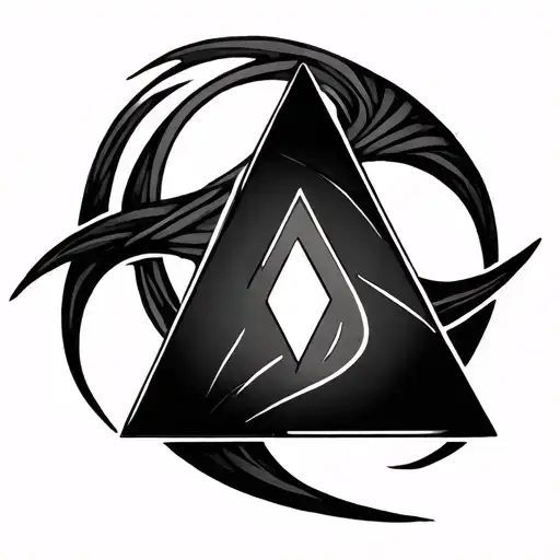 I Want You To Generate A Tattoo With A Triangular Symbol With Curved And Continuous Edges