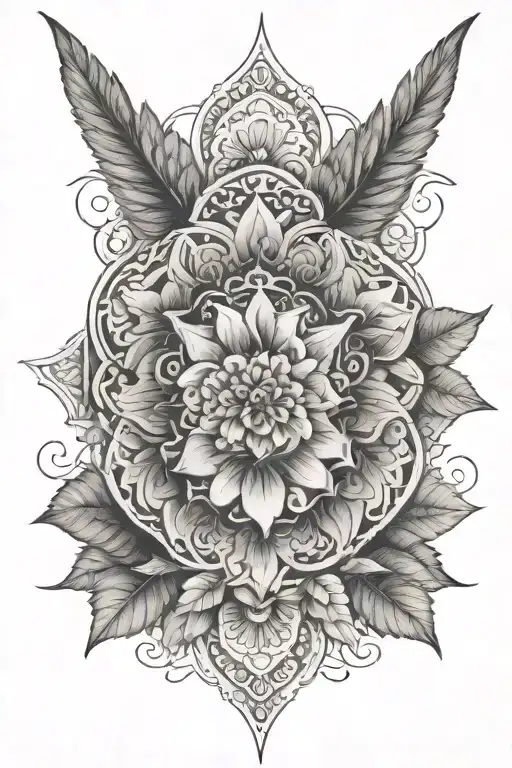Elegant Nature Inspired Tattoo Mandala Design Incorporating