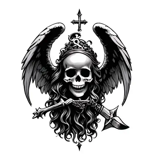 Angel With A Skull In A Pirate Style