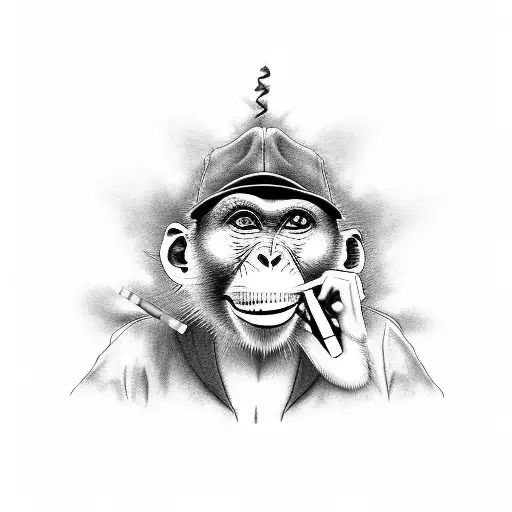 A Gangster Monkey With A Gold Tooth Smoking A Cigarette