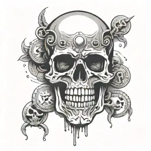 Skull With Coins For Teeth