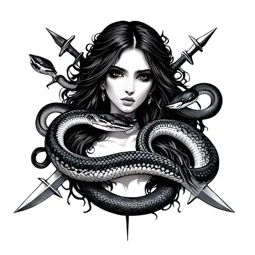 Oizys Dark Feminine Tattoos With Snakes And Daggers