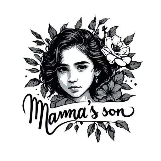 Mama's Son Text Tattoo Design