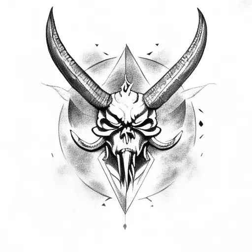 Baphomet Skull With Demon Skulls