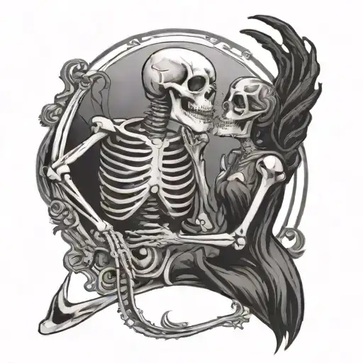 Skeleton Kissing Death Tarot Card