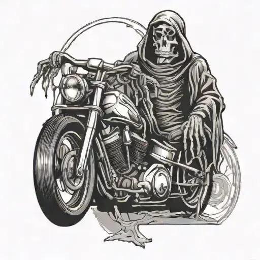Grim Reaper Holding Motorcycle Engine