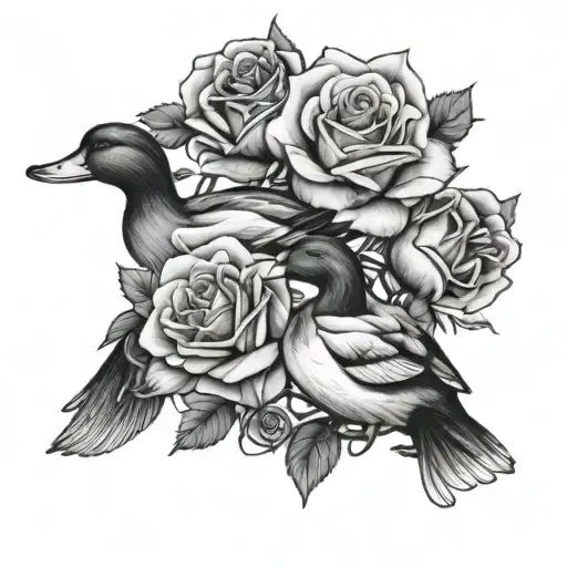 Ducks And Rose Intertwined