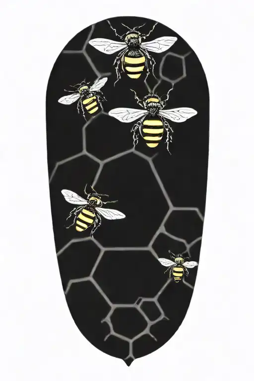 3 Honey Bees On A Futuristic Looking Hive It Brain Chip Matrix