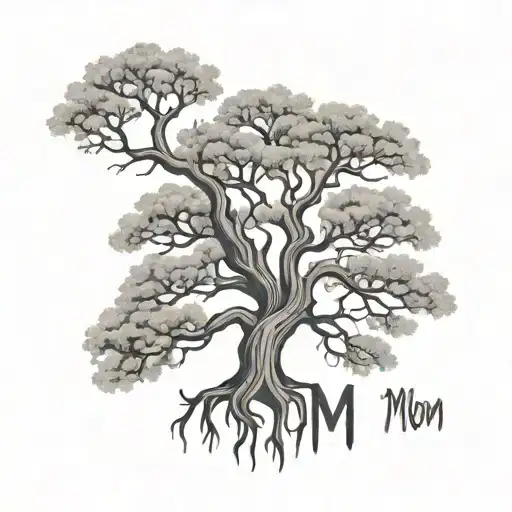 Tree With Mom Spelled In The Roots