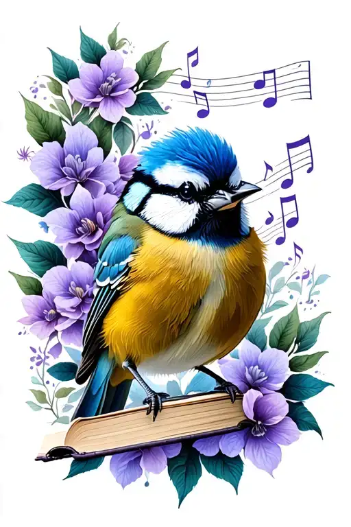 Book Music Note Blue Tit Lilac