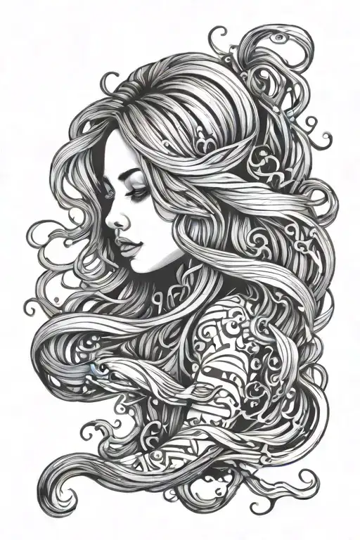 Girl With Long Hair Under Water