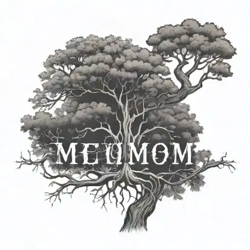 Tree With Mom Spelled In The Middle Of The Roots