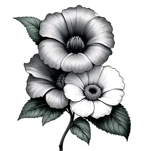 Morning Glory And Daisy With Names Intertwined