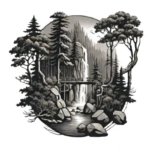 Forest Trail Waterfall Bridge Run