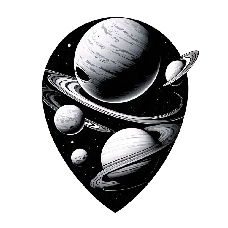 Alien And Planets Orbiting