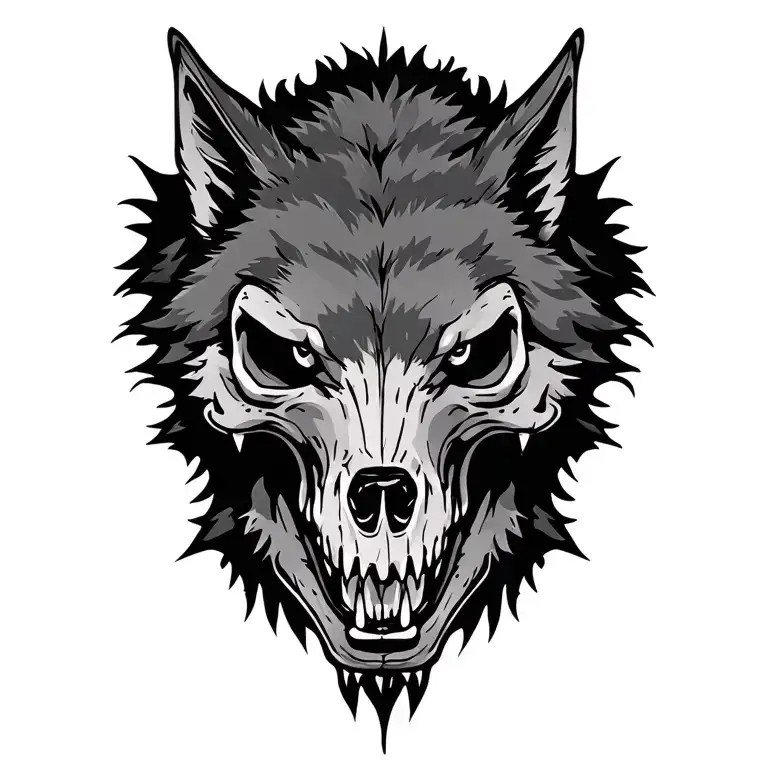 Wolf Skull With Fangs