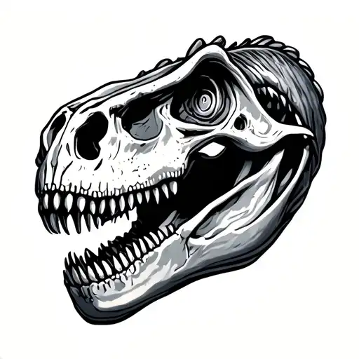 Dinosaur Eating Dinosaur Skull