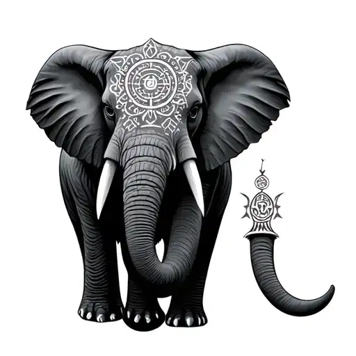 Oblast Of An Elephant With Symbols