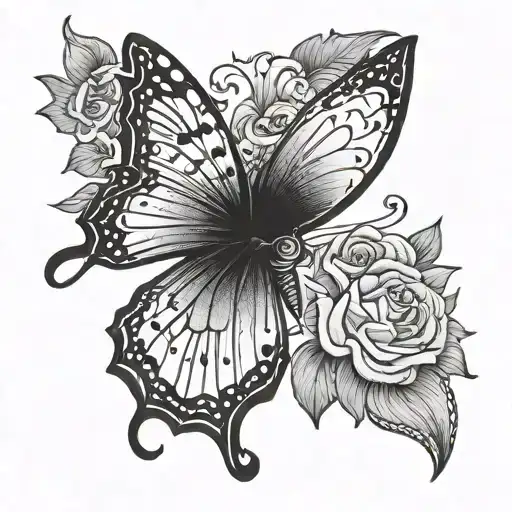 Butterfly And Crescent Moon Merging Together