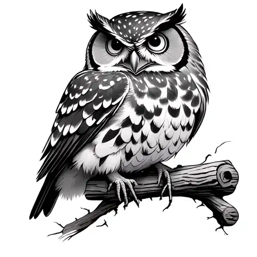 Owl With June Bug And Lincoln Log