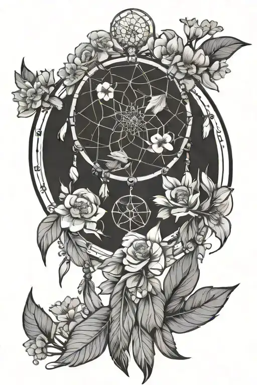 Dreamcatcher With Birth Flowers September And March Minimalist