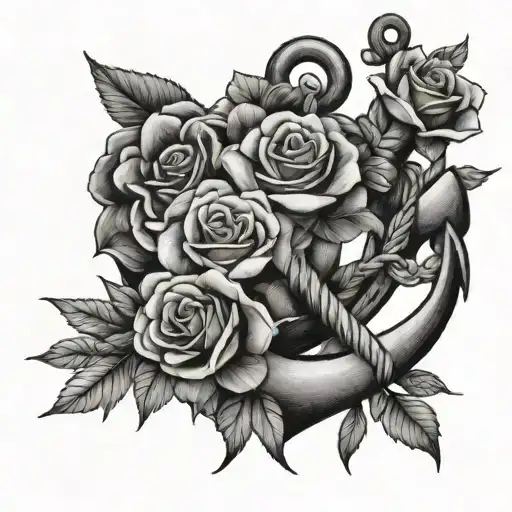 A Bed Of Roses And An Anchor Intertwined