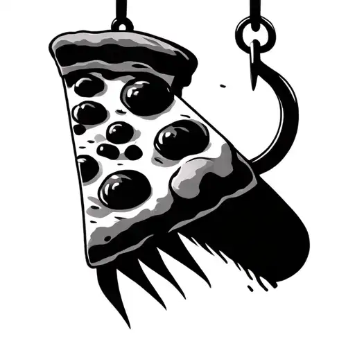 Pizza Slice Hanging Off Fishing Hook