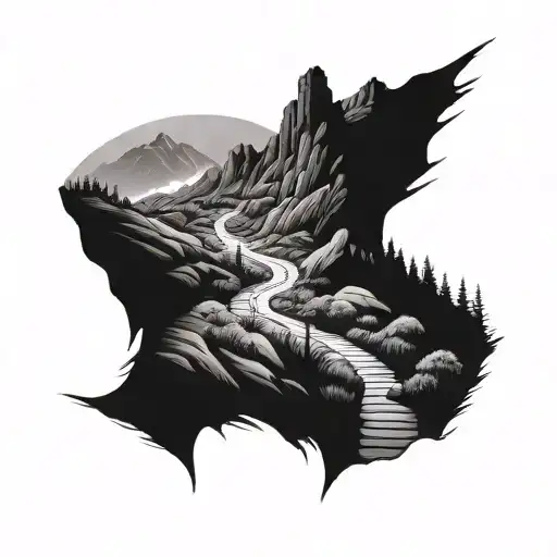 Diverging Paths Walking Down A Mountain